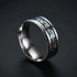 Men 8mm Tungsten Beveled Edges Silver & Blue Celtic Gold Dragon Comfort-Fit Band